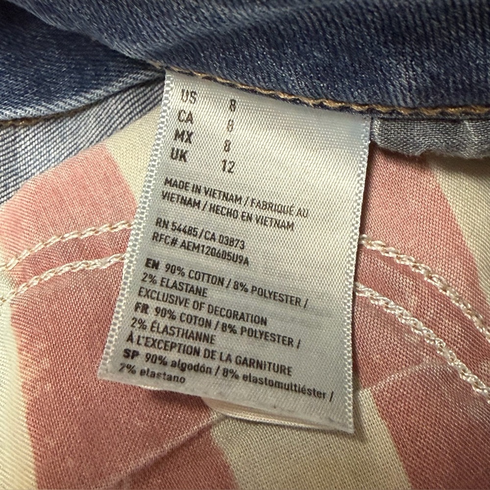 American Eagle Next Level Stretch Hi-Rise Shortie Womens 8 Distressed USA Ripped - Picture 9 of 9